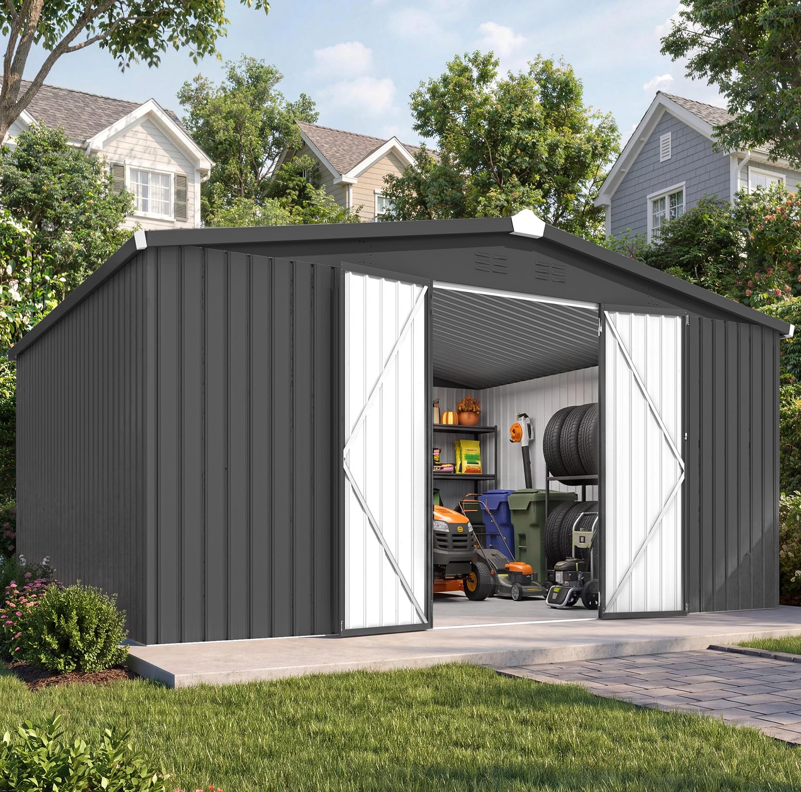 Amazon.com : AECOJOY 12' x 14' Waterproof Metal Outdoor Storage